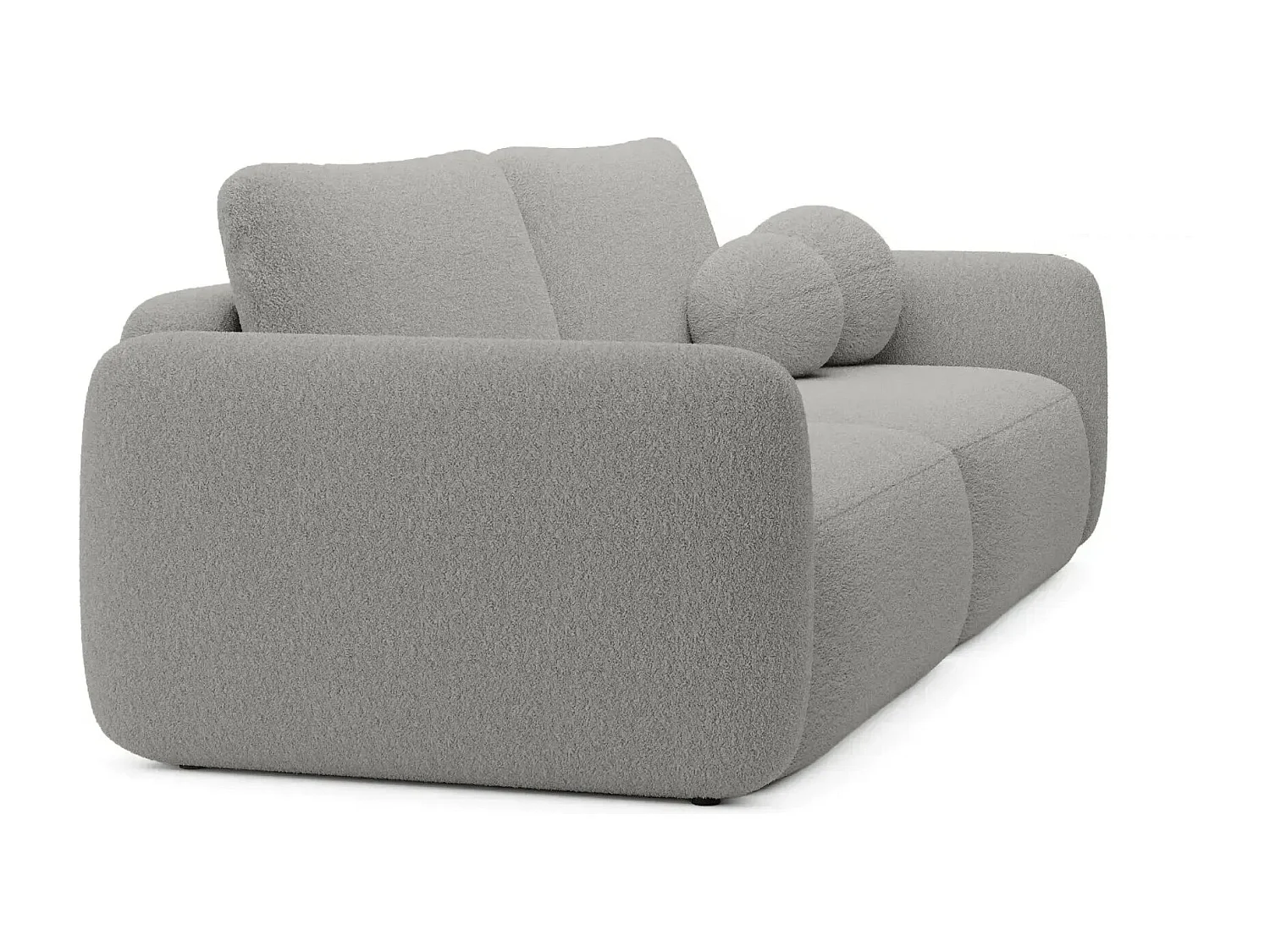 GIGI - Canapé droit convertible tissu bouclette 3 places - Gris clair