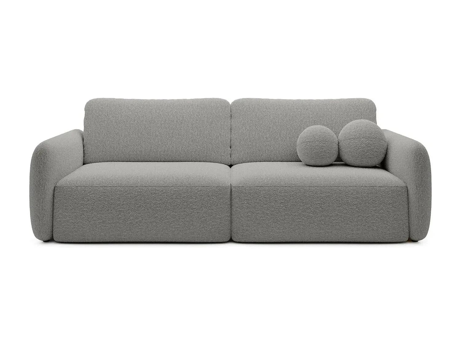 GIGI - Canapé droit convertible tissu bouclette 3 places - Gris clair