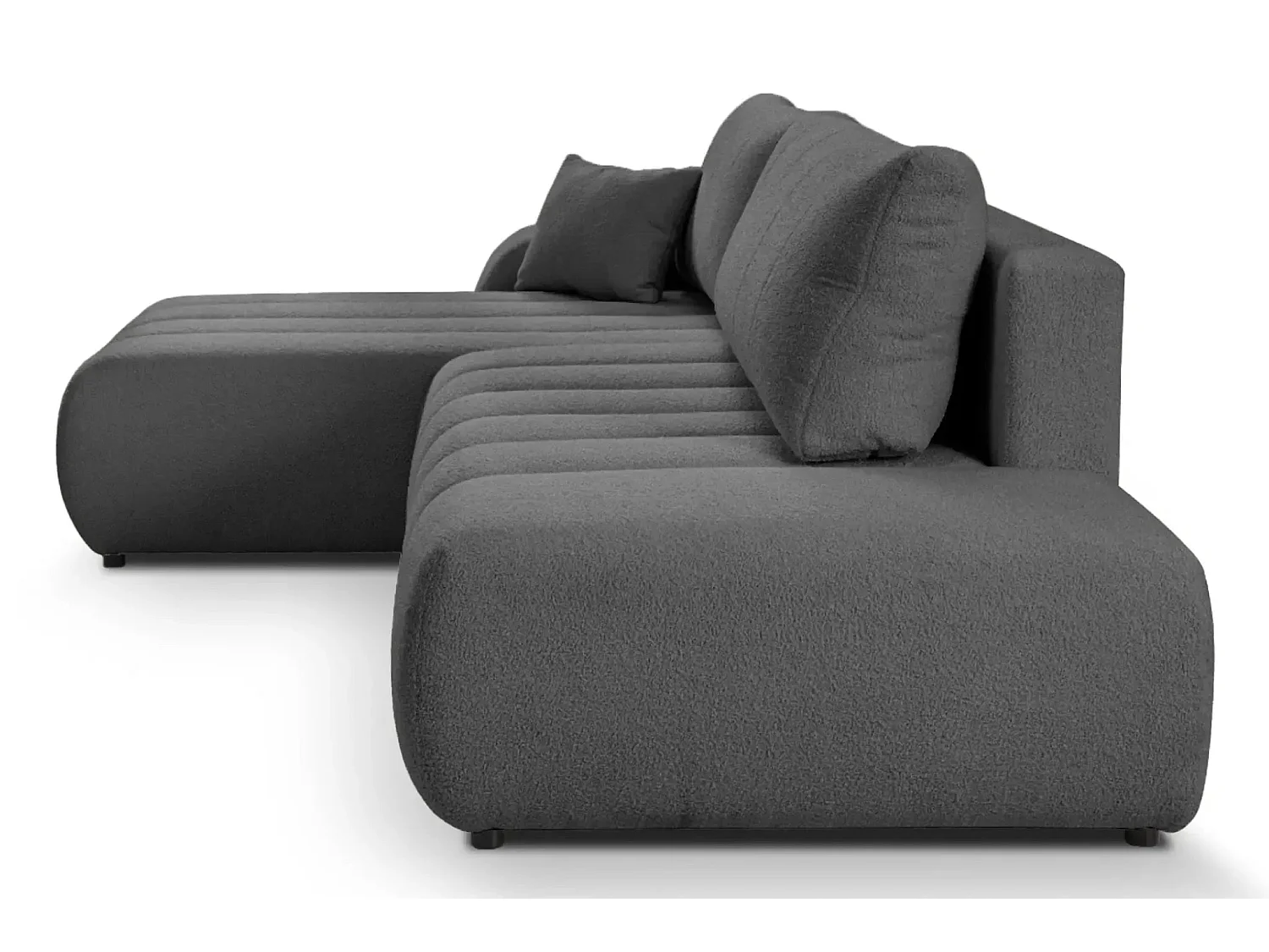 CELESTE - Canapé d'angle convertible tissu bouclette - Gris - Gauche