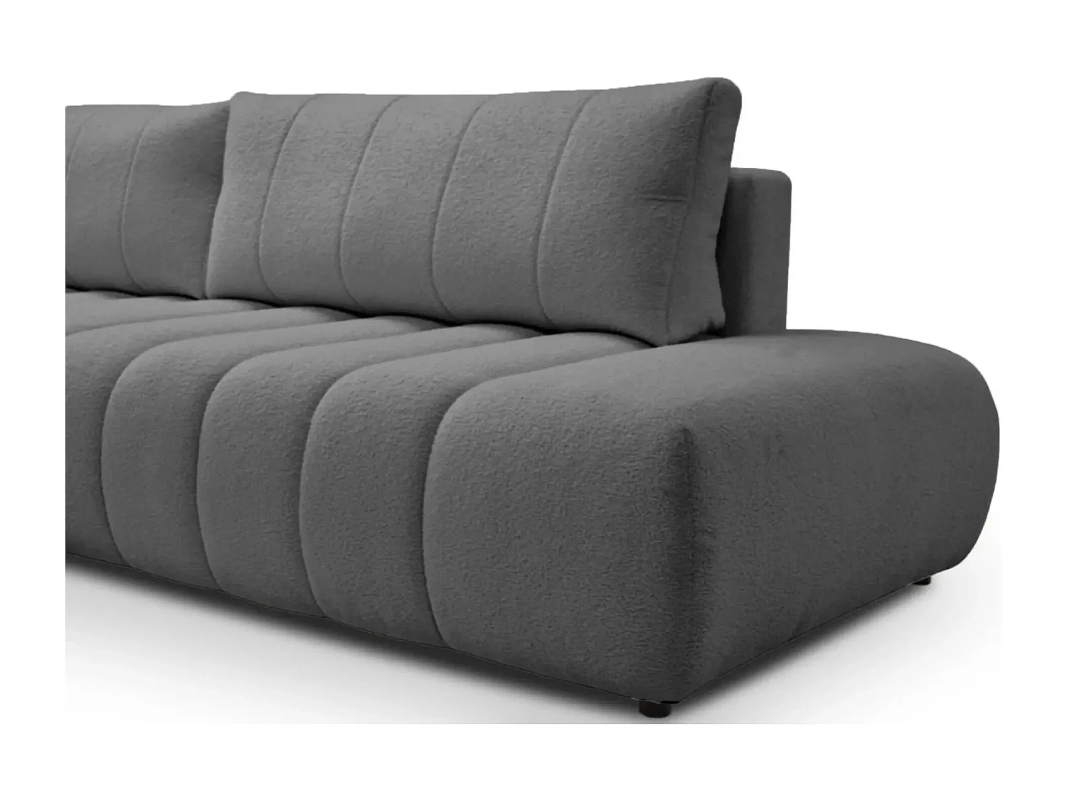 CELESTE - Canapé d'angle convertible tissu bouclette - Gris - Gauche