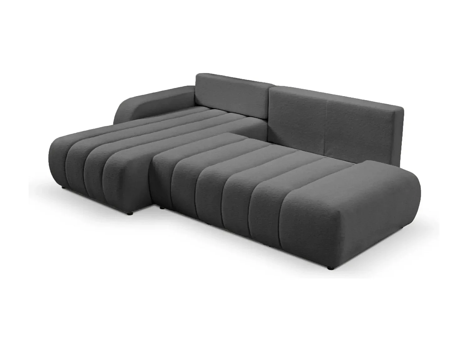 CELESTE - Canapé d'angle convertible tissu bouclette 4 places - Gris - Gauche