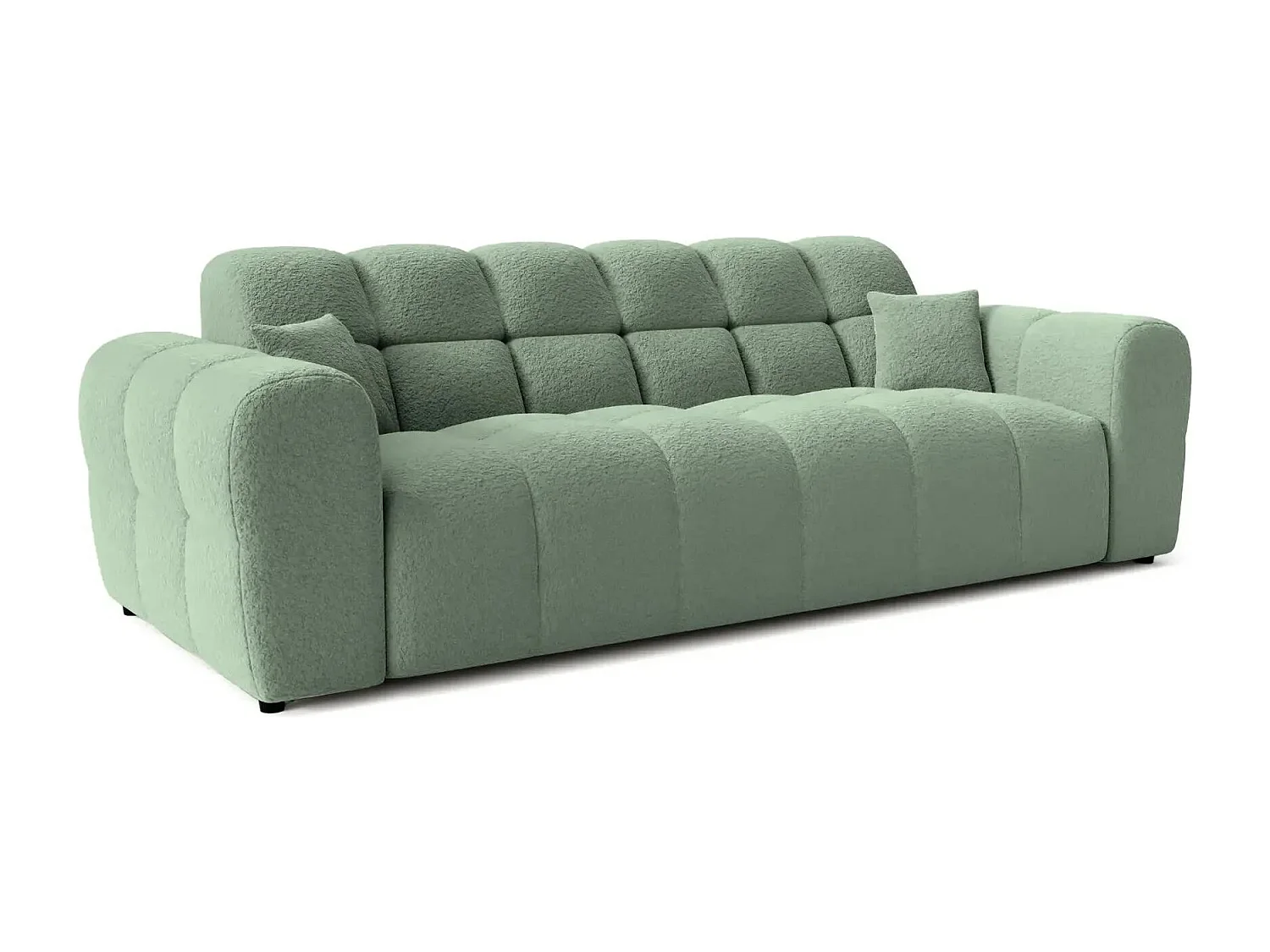 ALEXIA - Canapé droit tissu bouclette 3 places - Vert