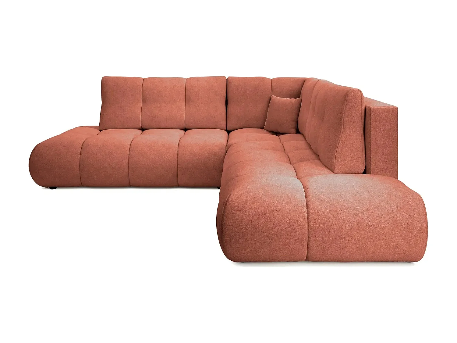 CONSTANCE L - Canapé d'angle convertible tissu chenille 4 places - Café - Gauche