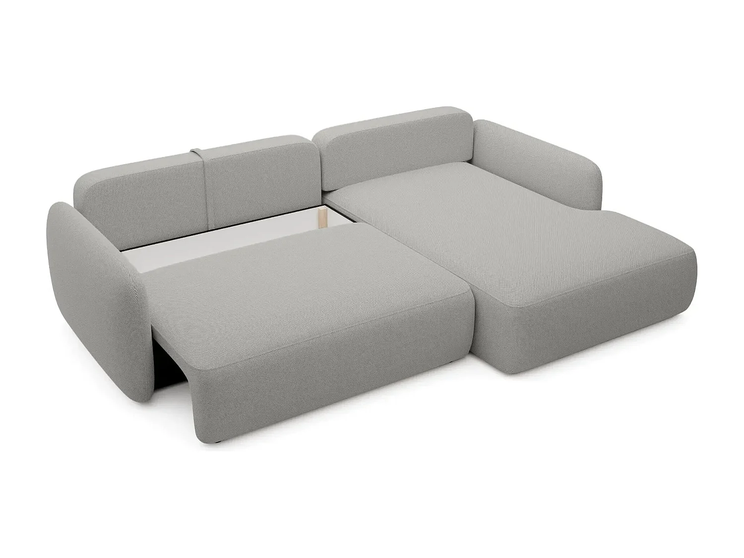 GIGI - Canapé d'angle convertible tissu bouclette 4 places - Gris clair- Droit