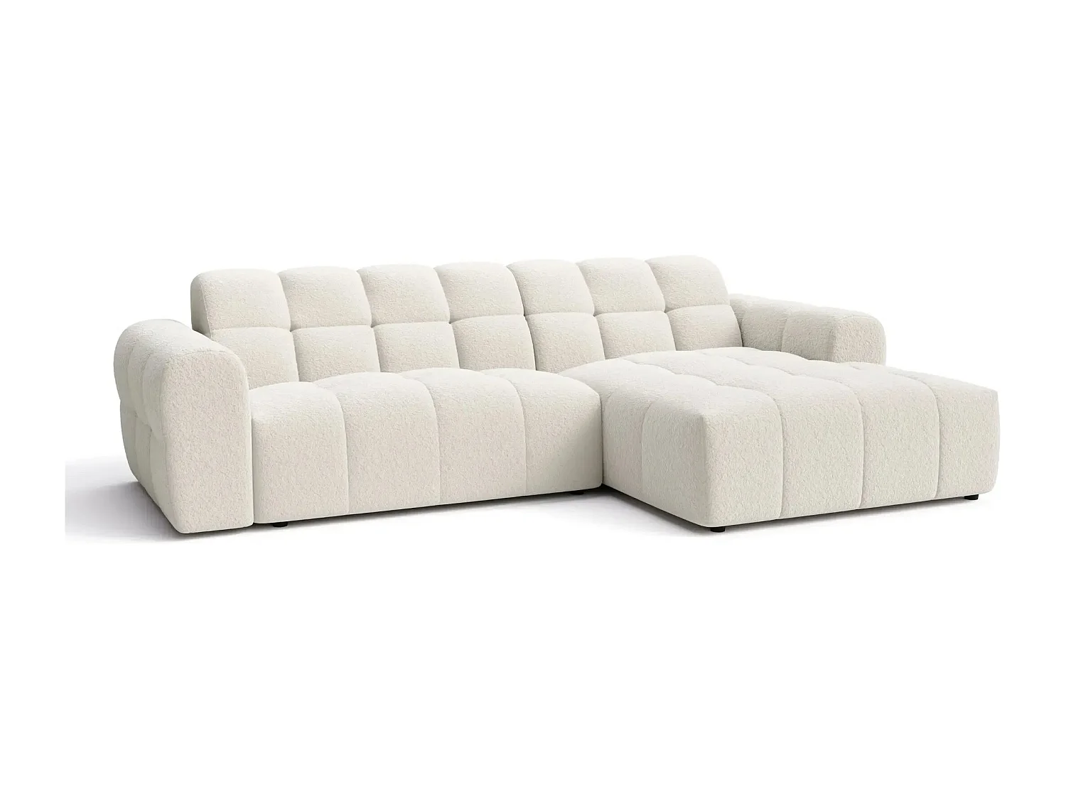 ALEXIA - Canapé d'angle tissu bouclette 4 places - Beige - Gauche