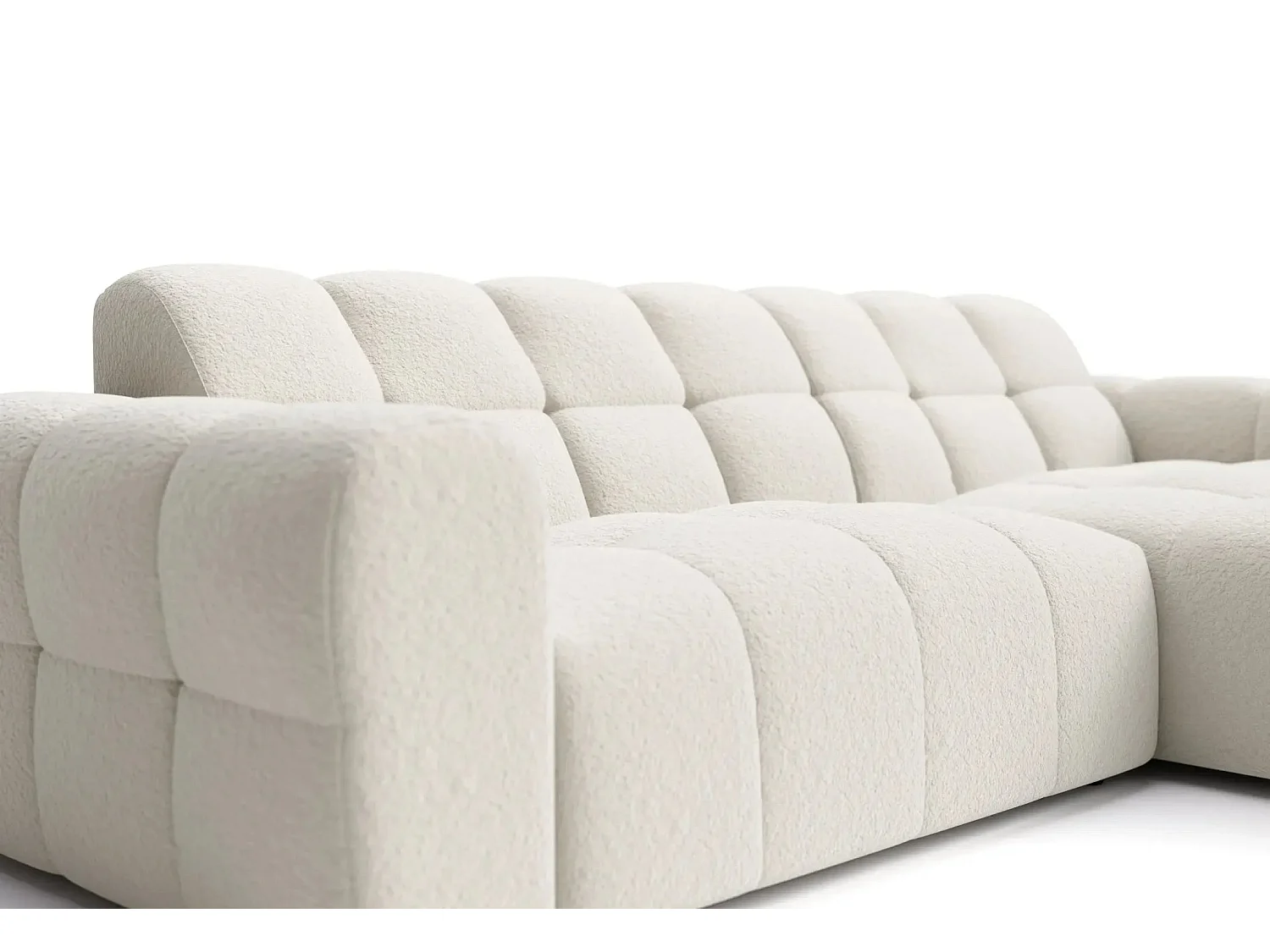 ALEXIA - Canapé d'angle tissu bouclette 4 places - Beige - Gauche