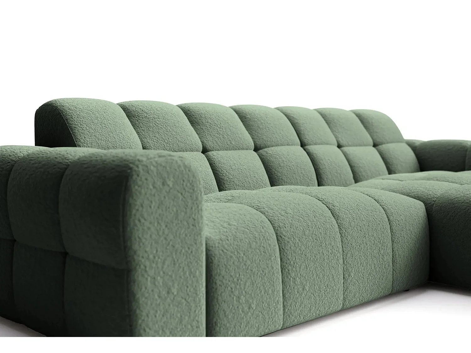 ALEXIA - Canapé d'angle tissu bouclette 4 places - Vert - Gauche