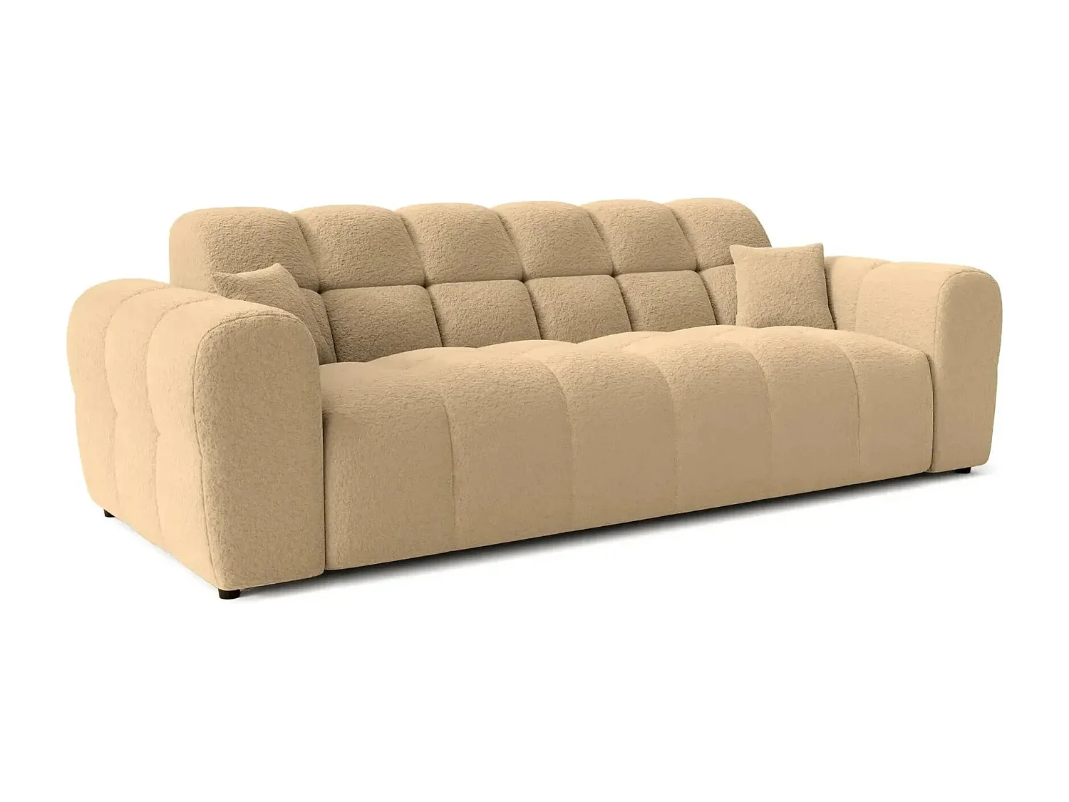 ALEXIA - Canapé droit tissu bouclette 3 places - Café