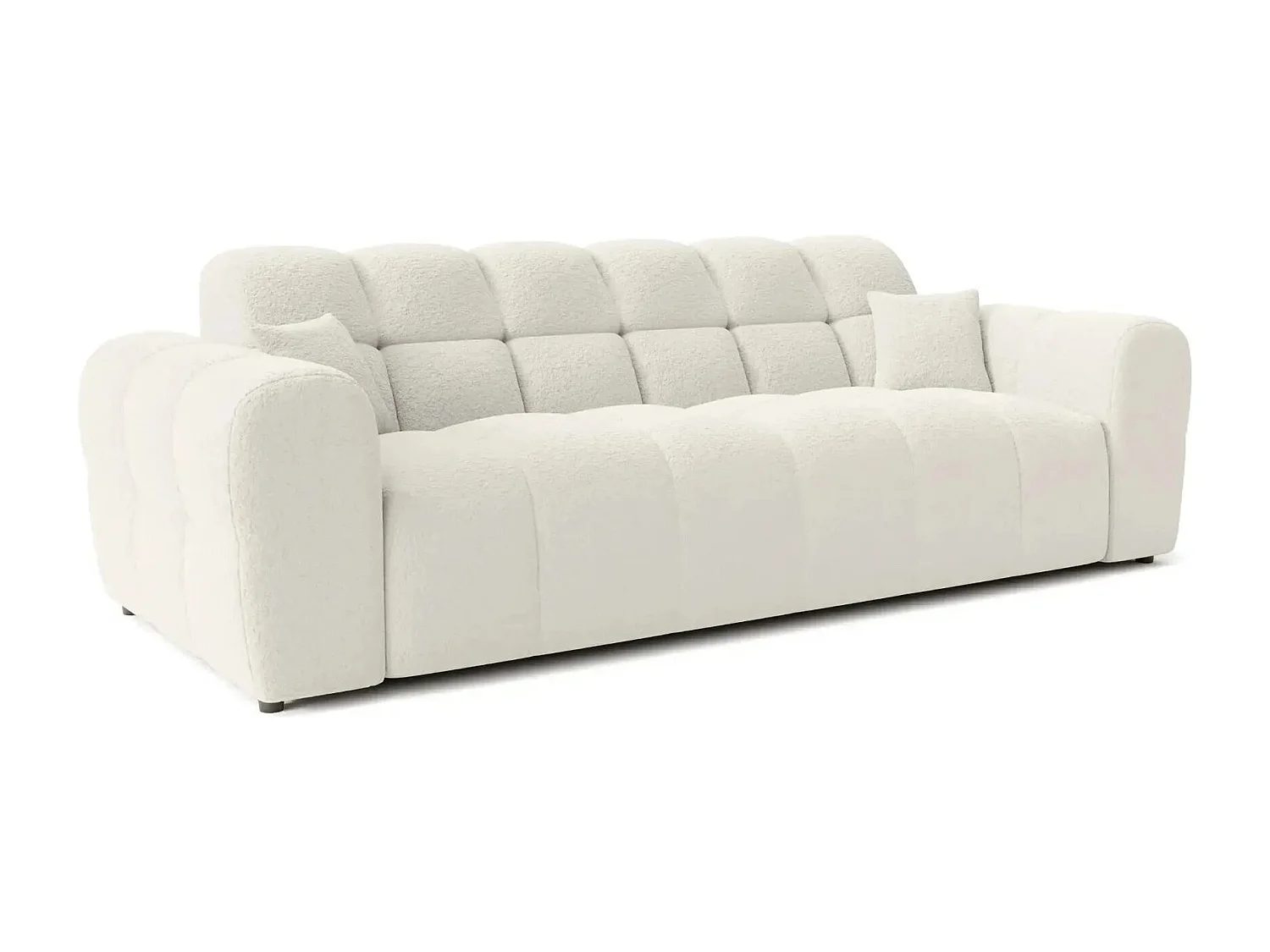 ALEXIA - Canapé droit tissu bouclette 3 places - Beige