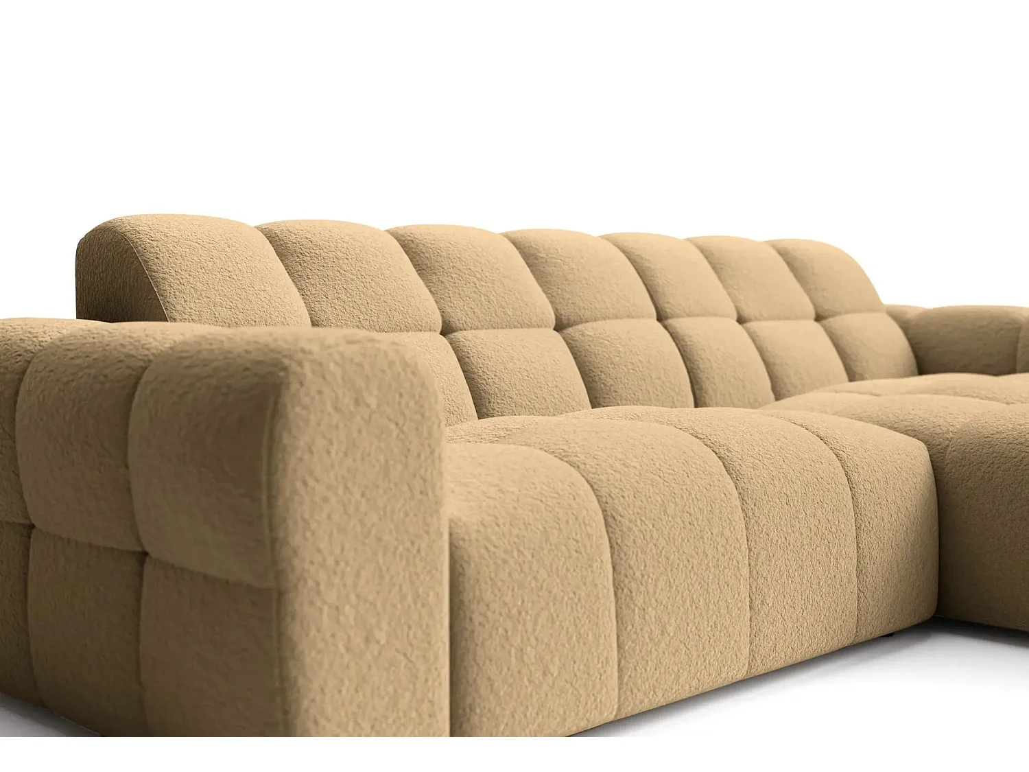 ALEXIA - Canapé d'angle tissu bouclette 4 places - Café - Droit