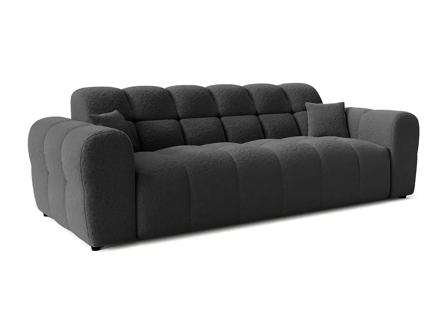 ALEXIA - Canapé droit tissu bouclette 3 places - Noir