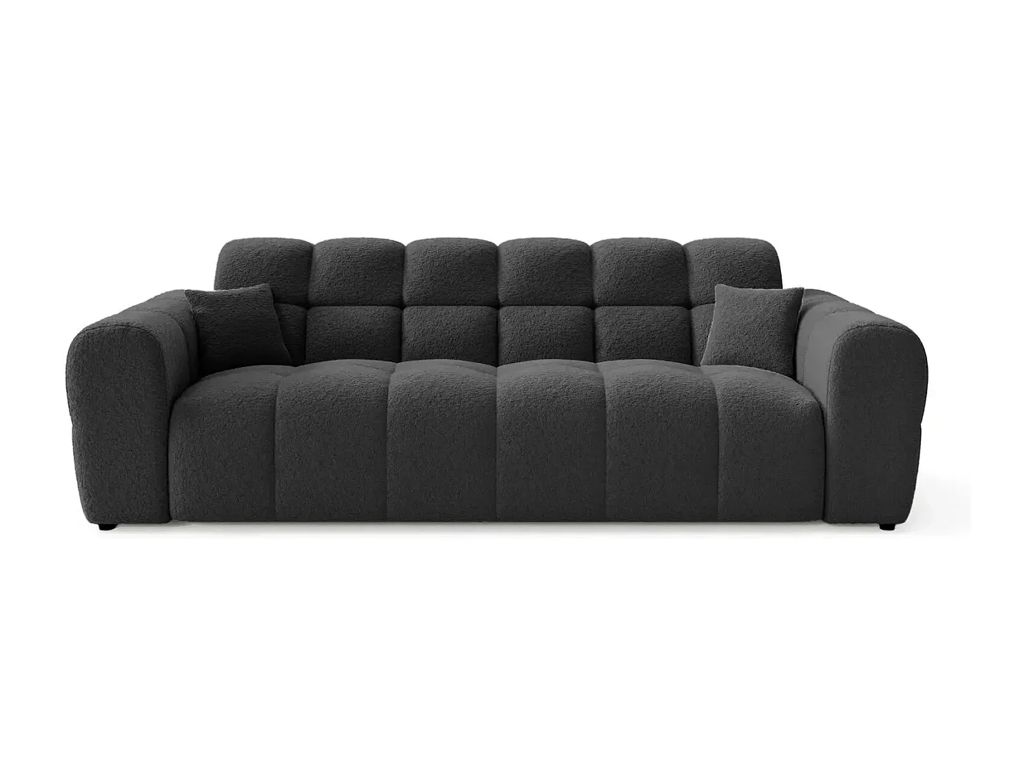 ALEXIA - Canapé droit tissu bouclette 3 places - Noir