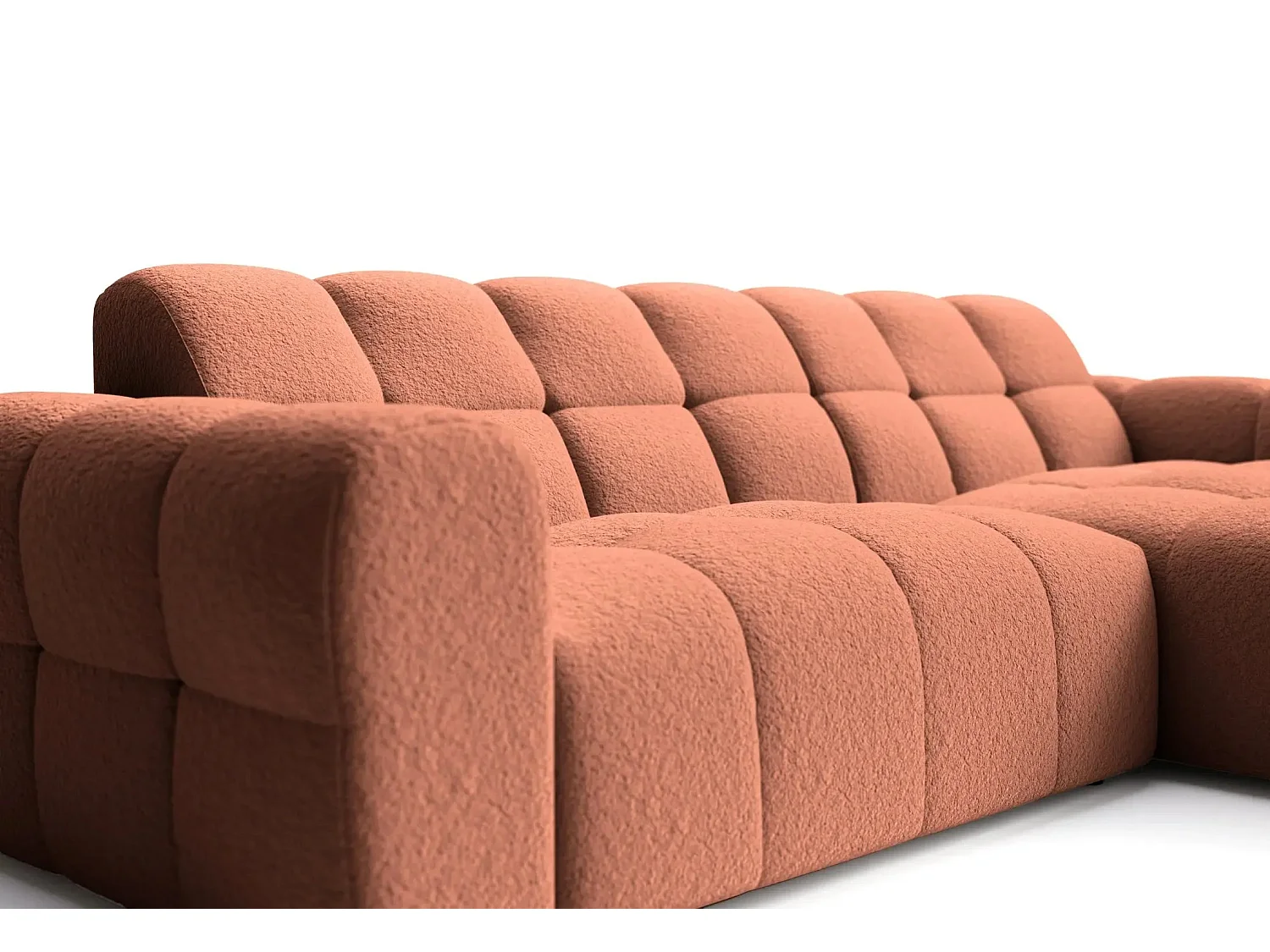 ALEXIA - Canapé d'angle tissu bouclette 4 places - Terracotta - Droit