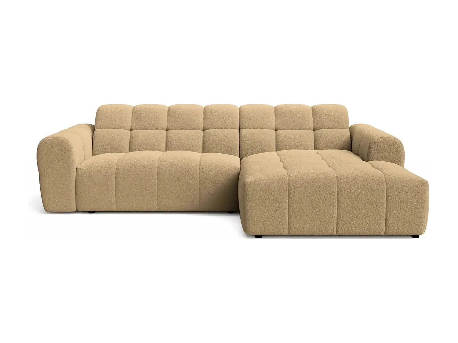 ALEXIA - Canapé d'angle tissu bouclette 4 places - Café - Gauche