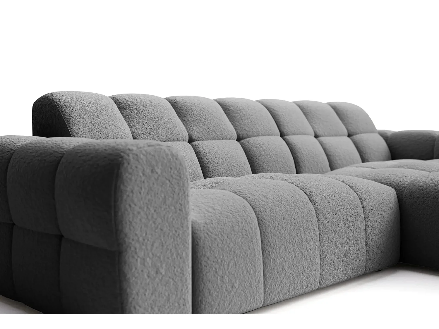 ALEXIA - Canapé d'angle tissu bouclette 4 places - Gris anthracite - Gauche