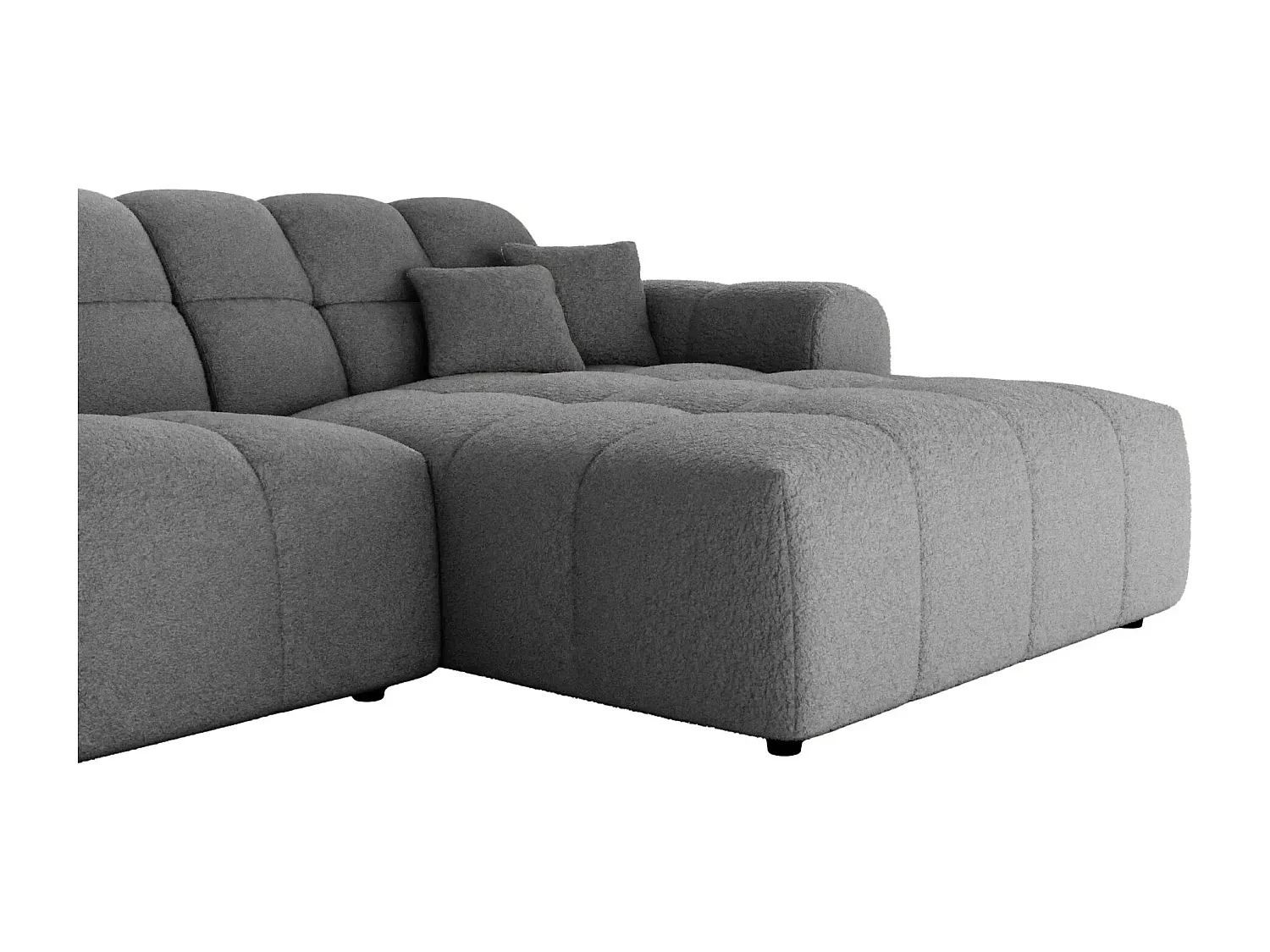 ALEXIA - Canapé panoramique tissu bouclette 5 places - Gris foncé