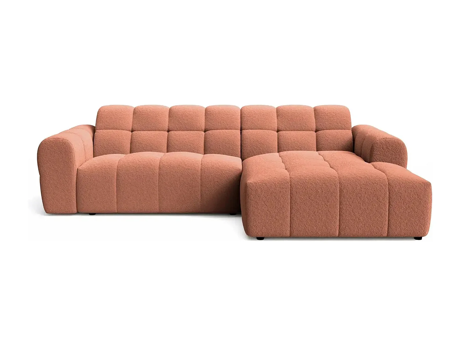 ALEXIA - Canapé d'angle tissu bouclette 4 places - Terracotta - Gauche