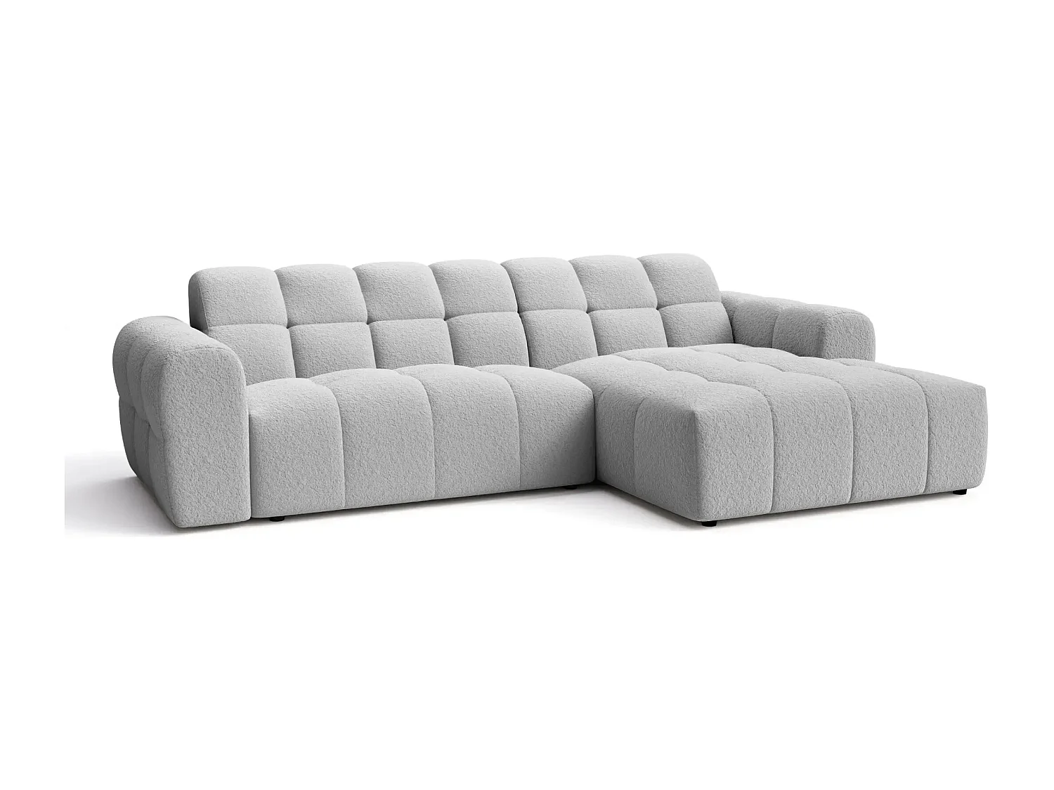 ALEXIA - Canapé d'angle tissu bouclette 4 places - Gris clair - Gauche