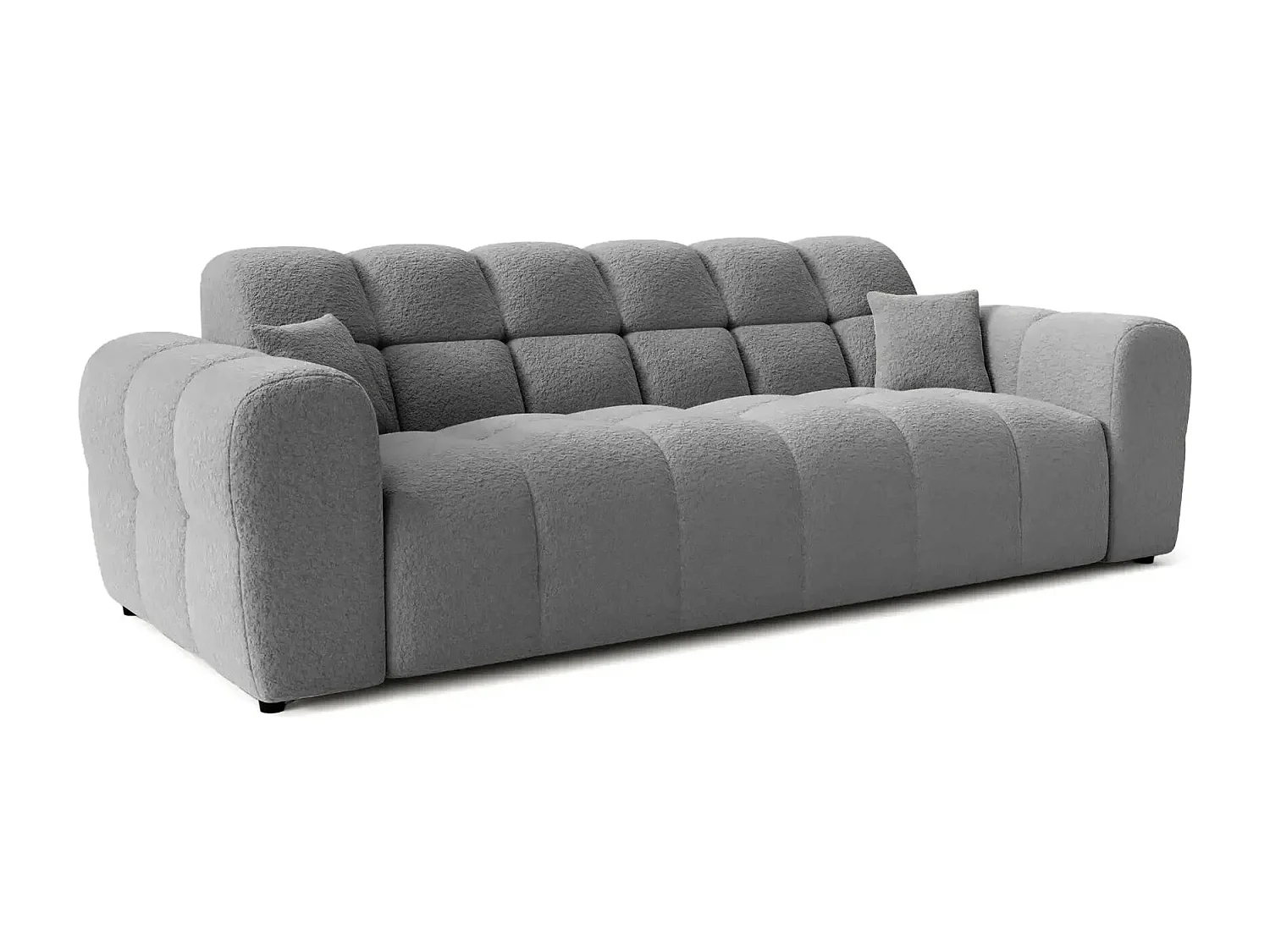 ALEXIA - Canapé droit tissu bouclette 3 places - Gris foncé