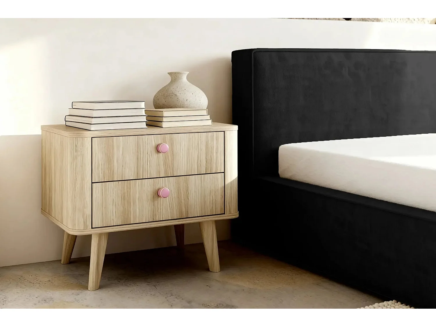 JOSEPHINE - Lit coffre 140x200cm - Noir