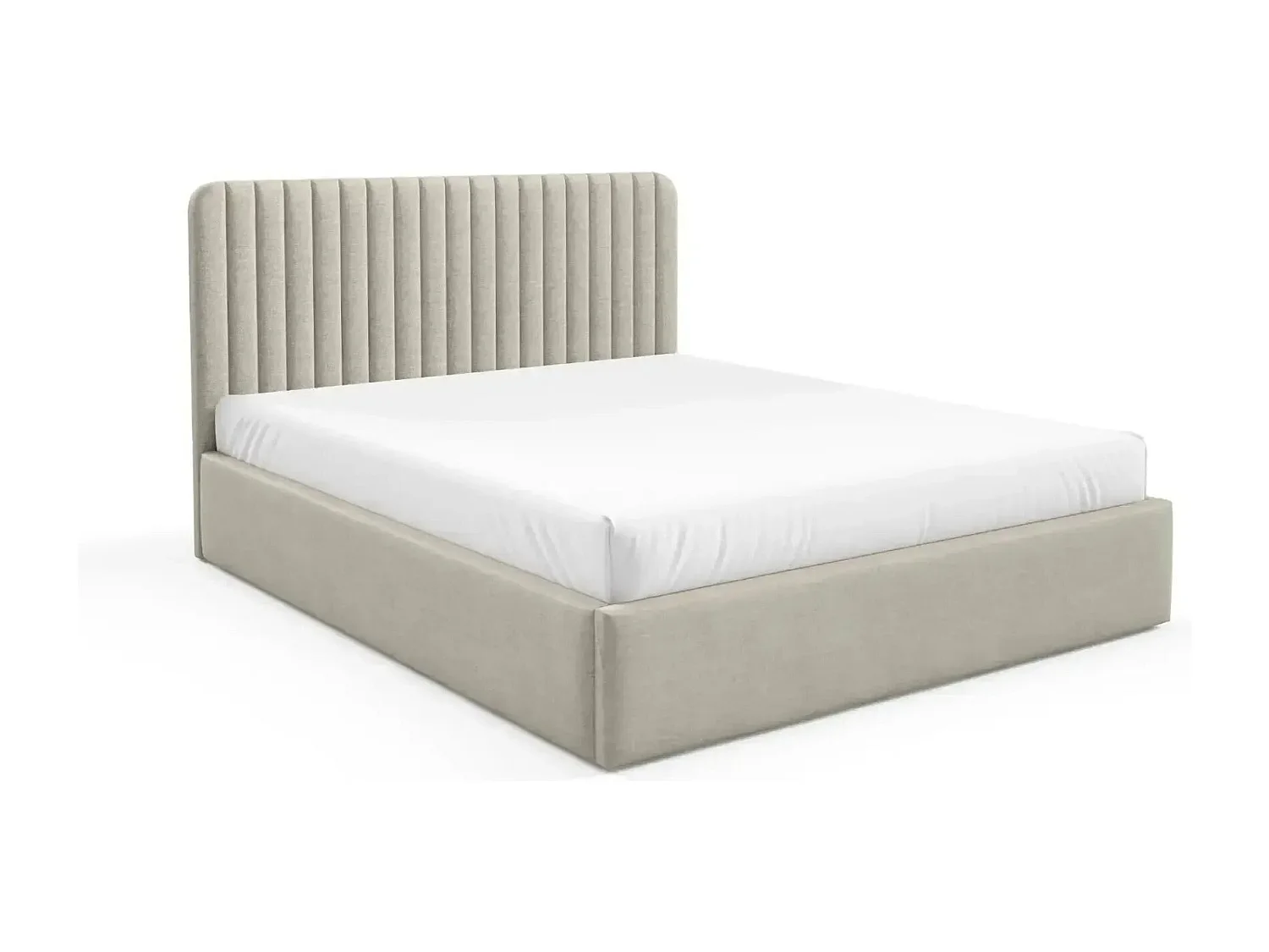 JEANNE - Lit coffre tissu velours 140x200cm - Beige