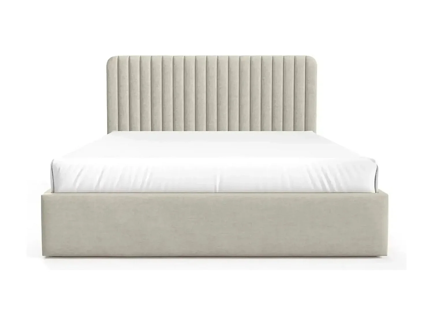 JEANNE - Lit coffre tissu velours 140x200cm - Beige