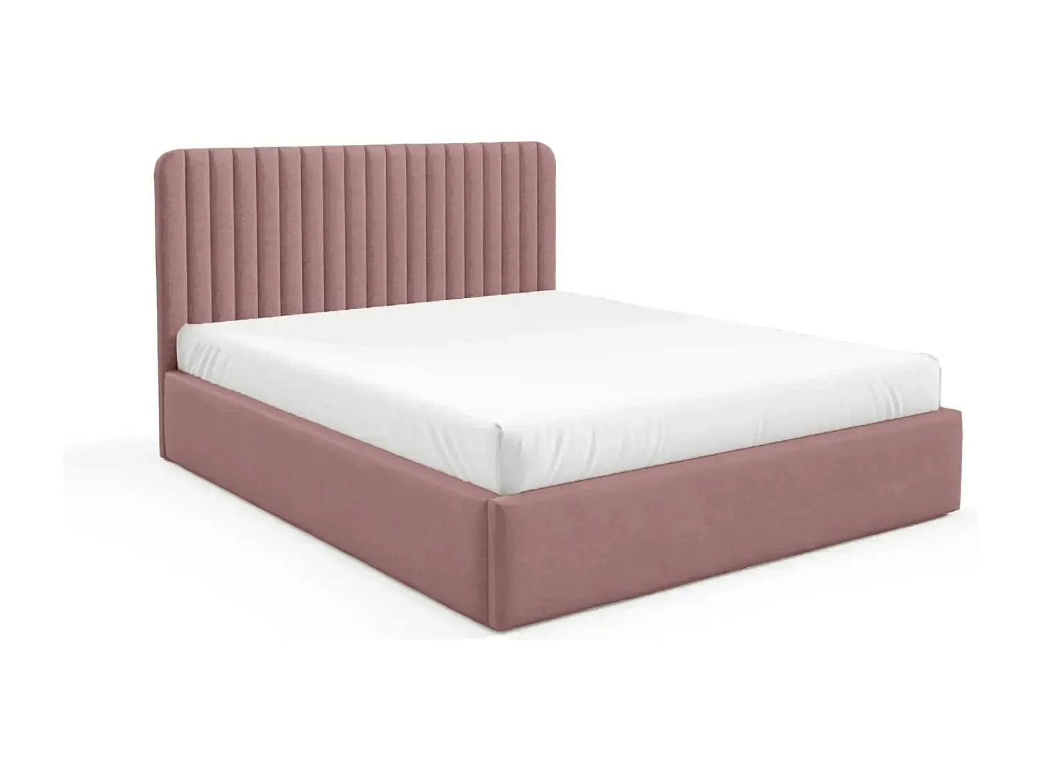 JEANNE - Lit coffre tissu velours 180x200cm - Rose