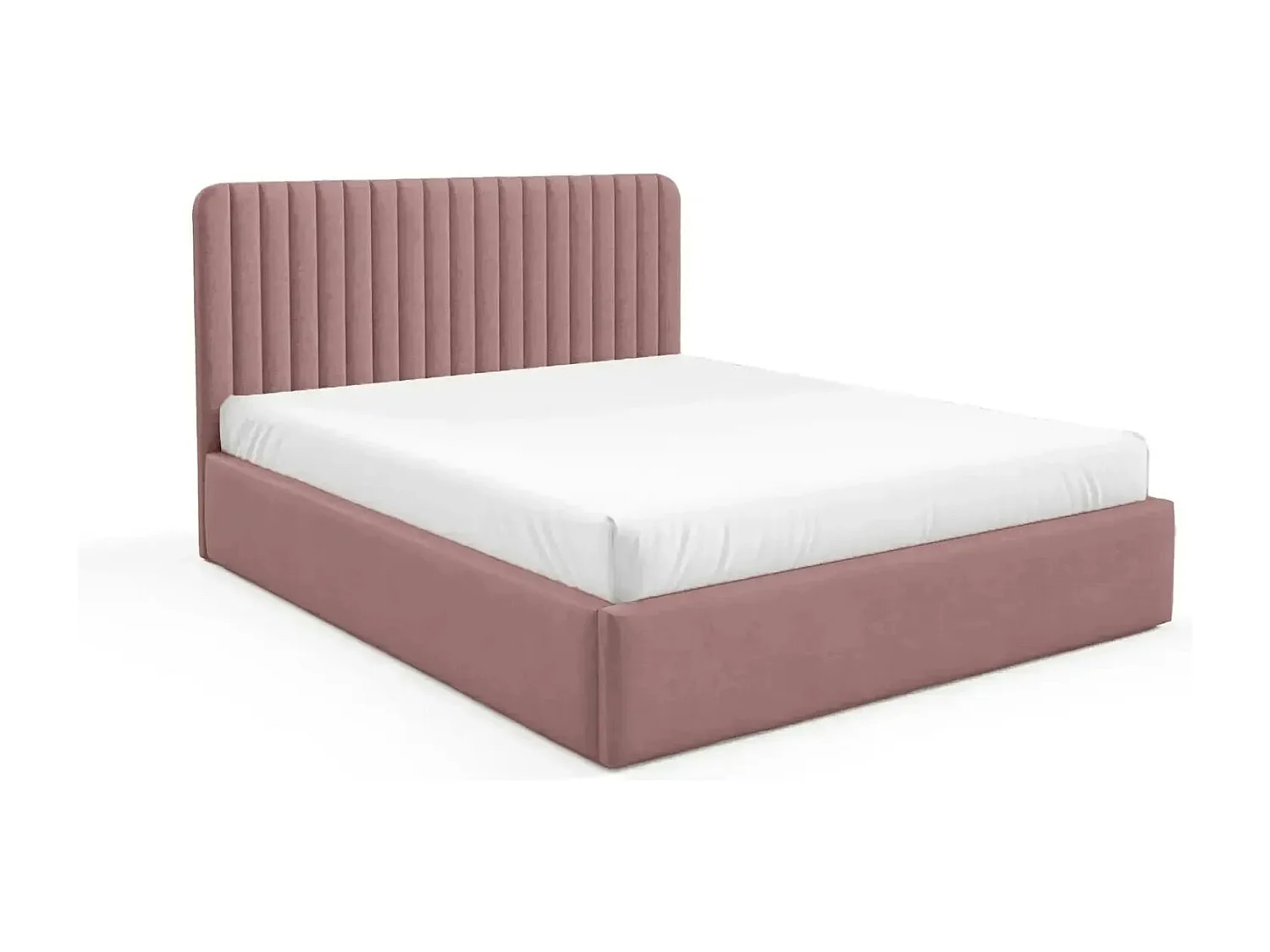 JEANNE - Lit coffre tissu velours 180x200cm - Rose