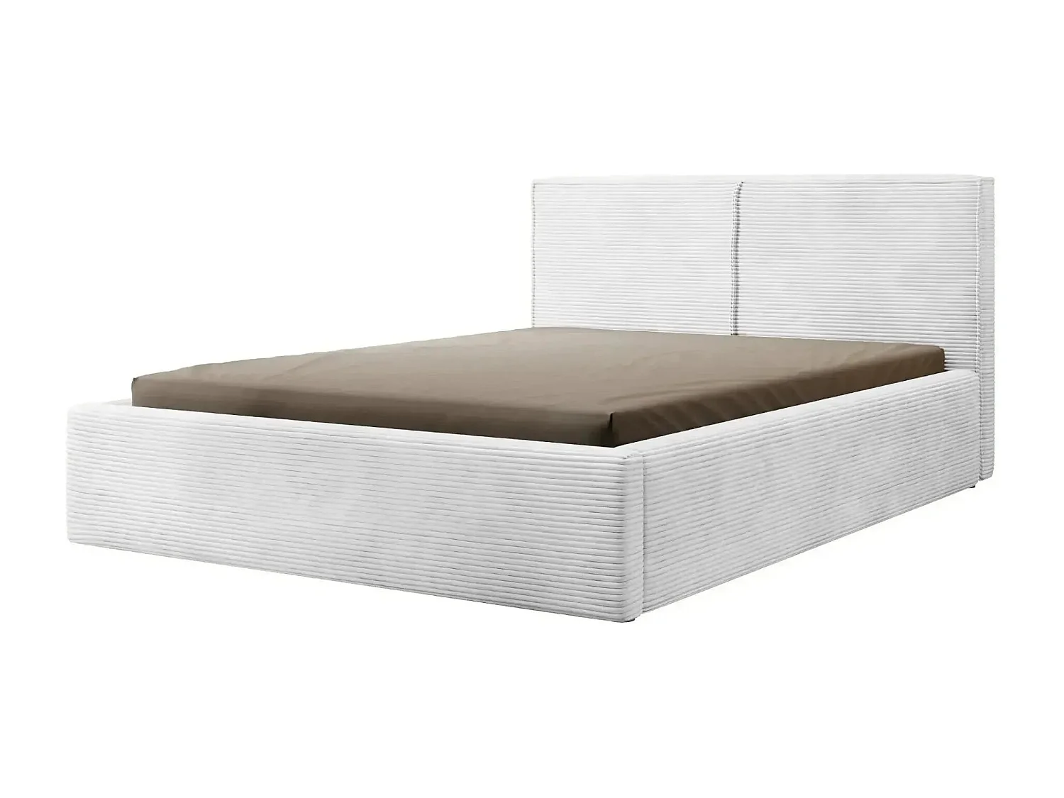 ELOISE - Lit coffre velours côtelé 180x200cm - Blanc