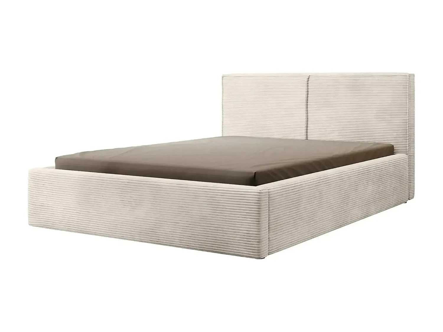 ELOISE - Lit coffre velours côtelé 160x200cm - Beige