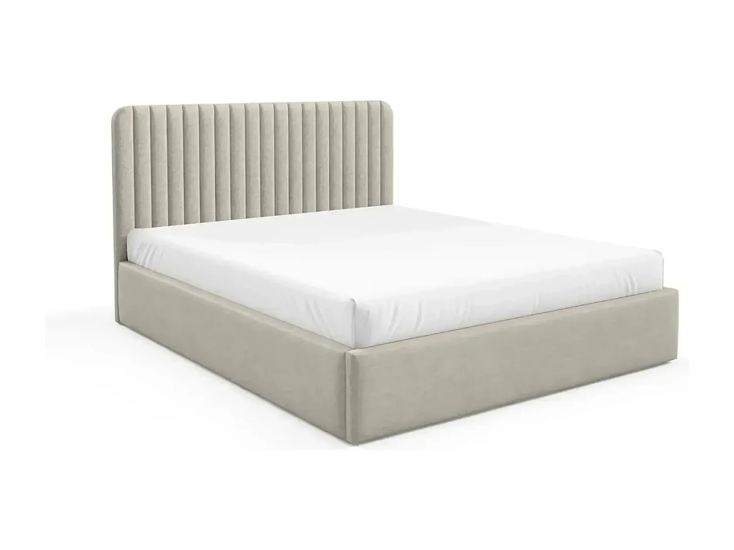 JEANNE - Lit coffre tissu velours 160x200cm - Beige