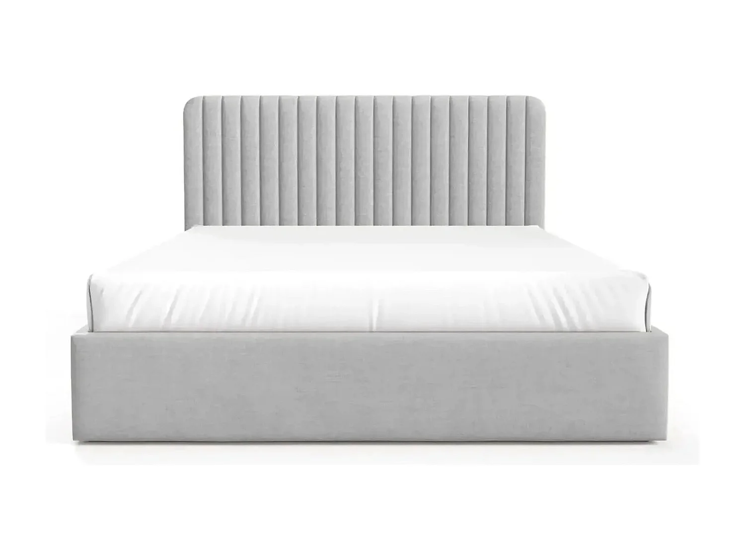 JEANNE - Lit coffre tissu velours 160x200cm - Gris clair