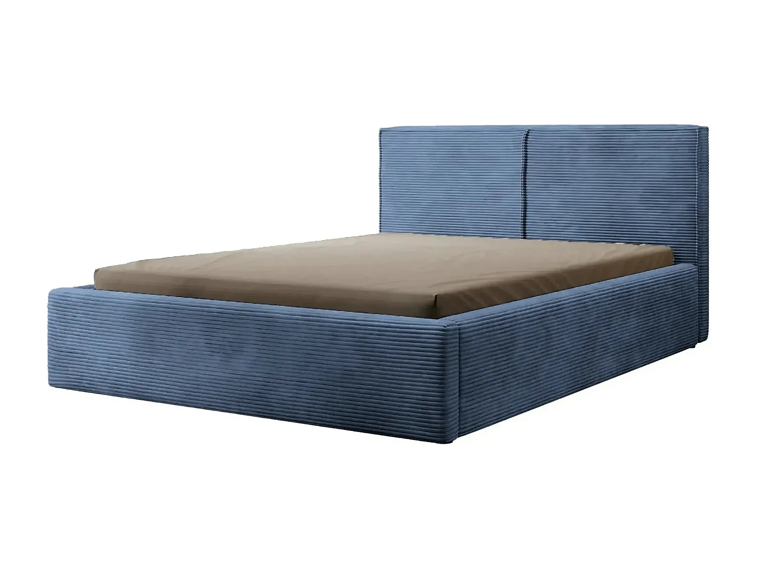 ELOISE - Lit coffre velours côtelé 140x200cm - Bleu