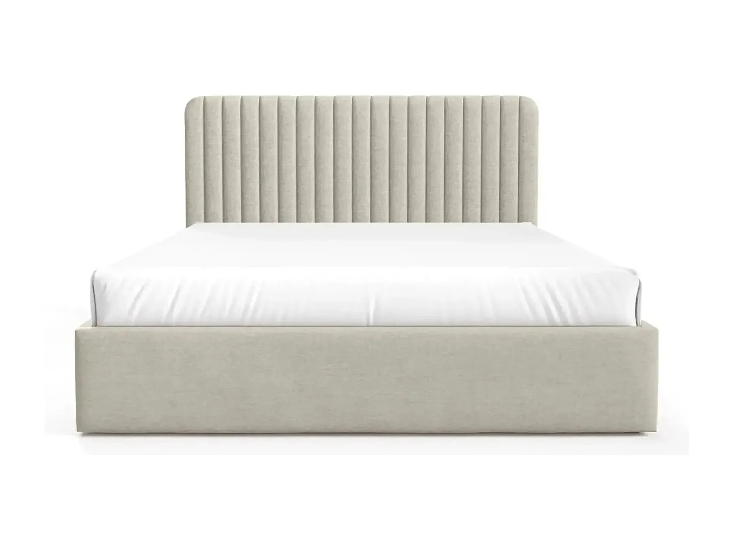 JEANNE - Lit coffre tissu velours 180x200cm - Beige