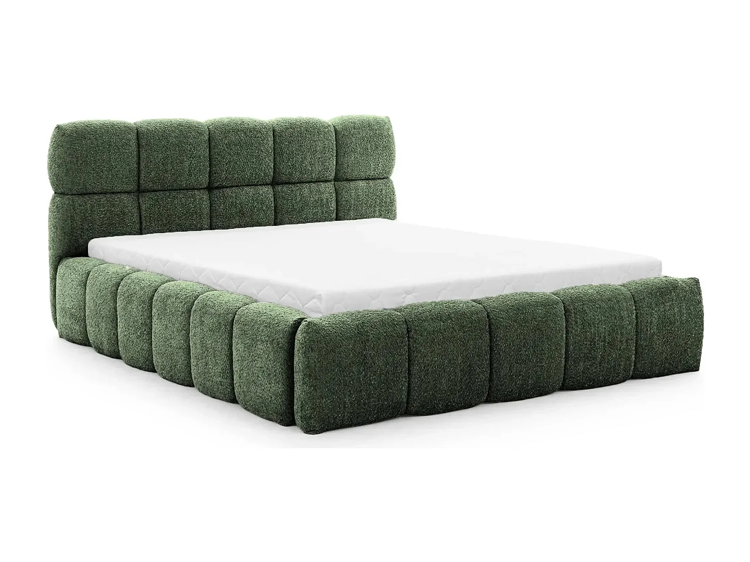 ELISE - Lit coffre tissu bouclette 180x200cm - Vert