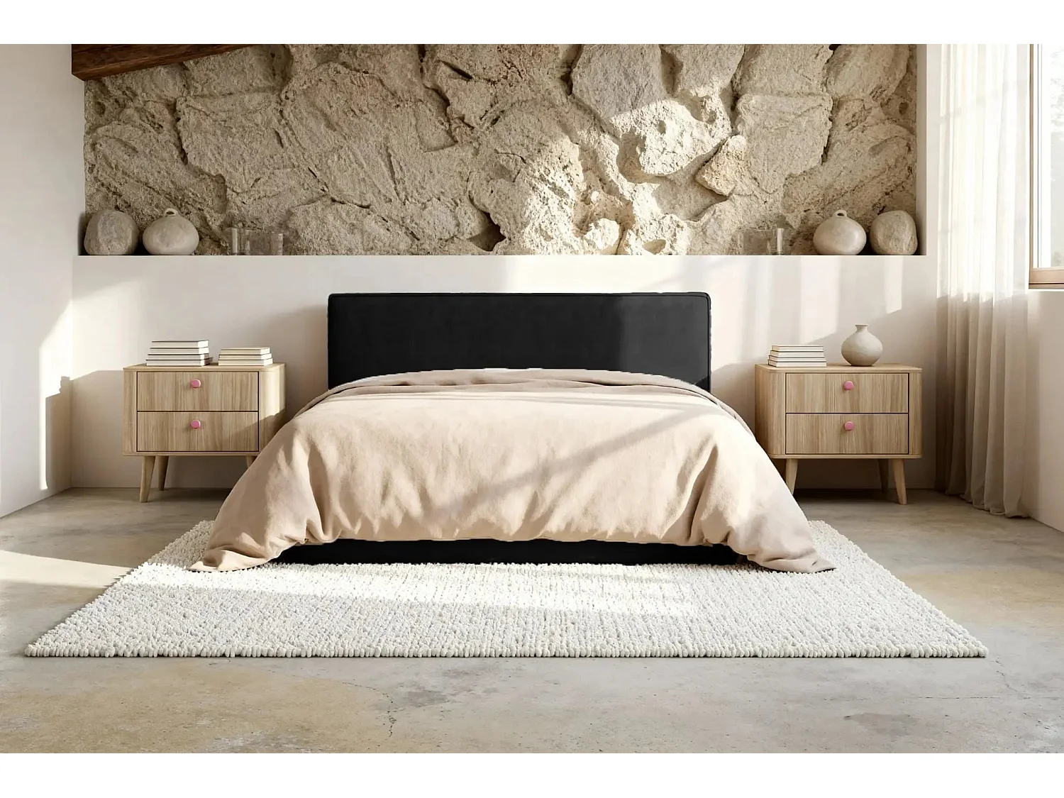 JOSEPHINE - Lit coffre 160x200cm - Noir