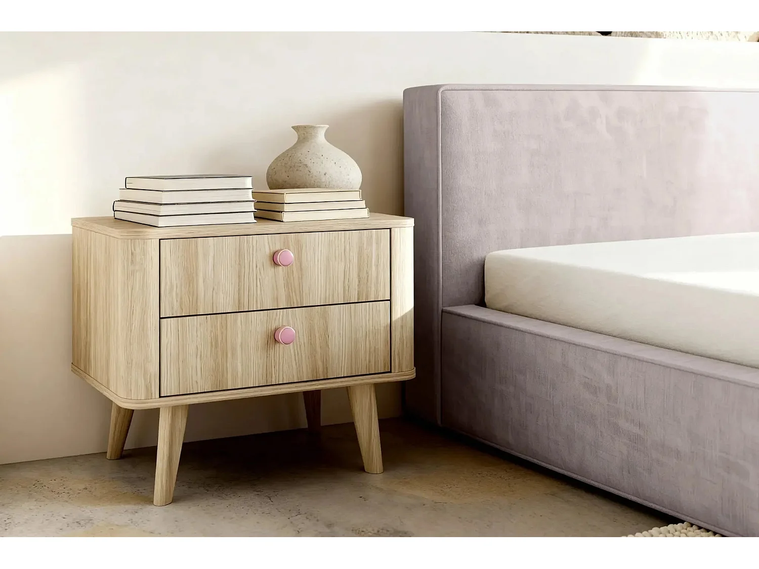 JOSEPHINE - Lit coffre 160x200cm - Rose