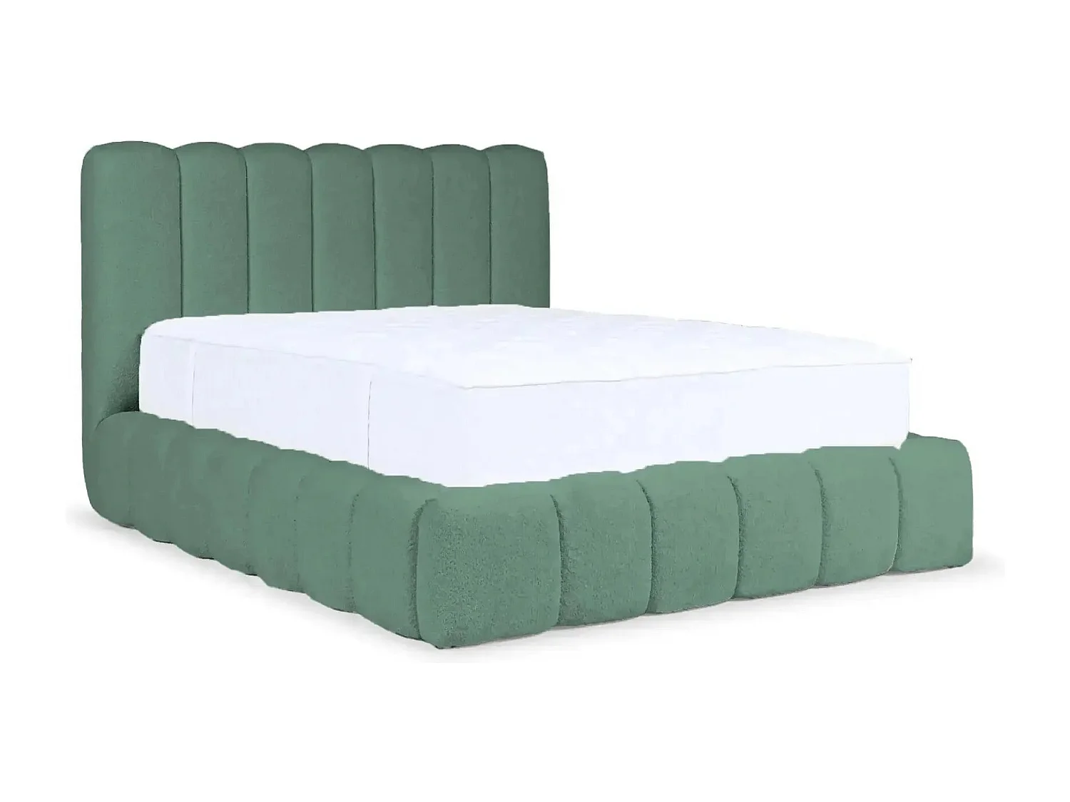 GARANCE - Lit coffre tissu chenille 180x200cm - Vert