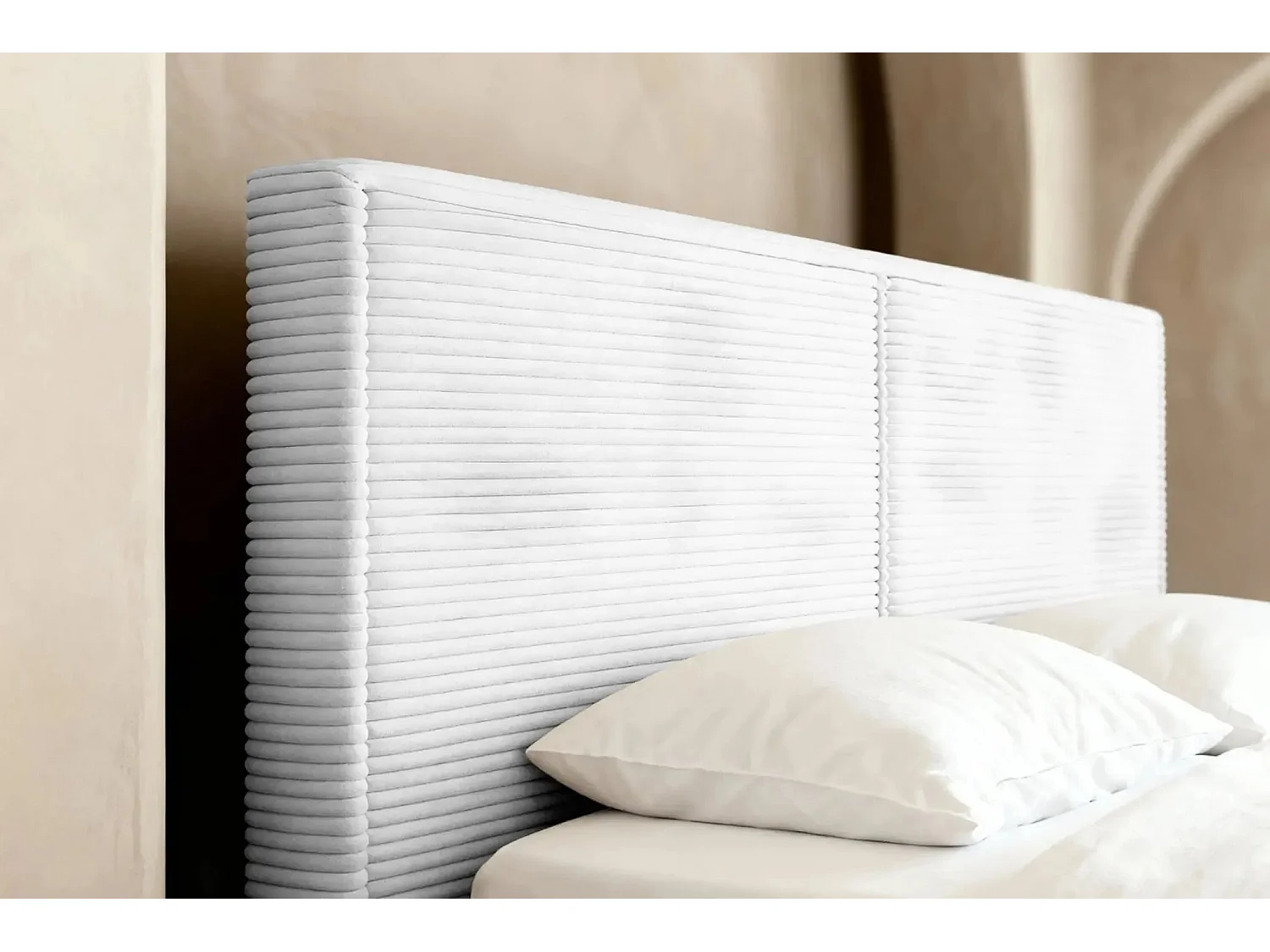 ELOISE - Lit coffre velours côtelé 160x200cm - Blanc