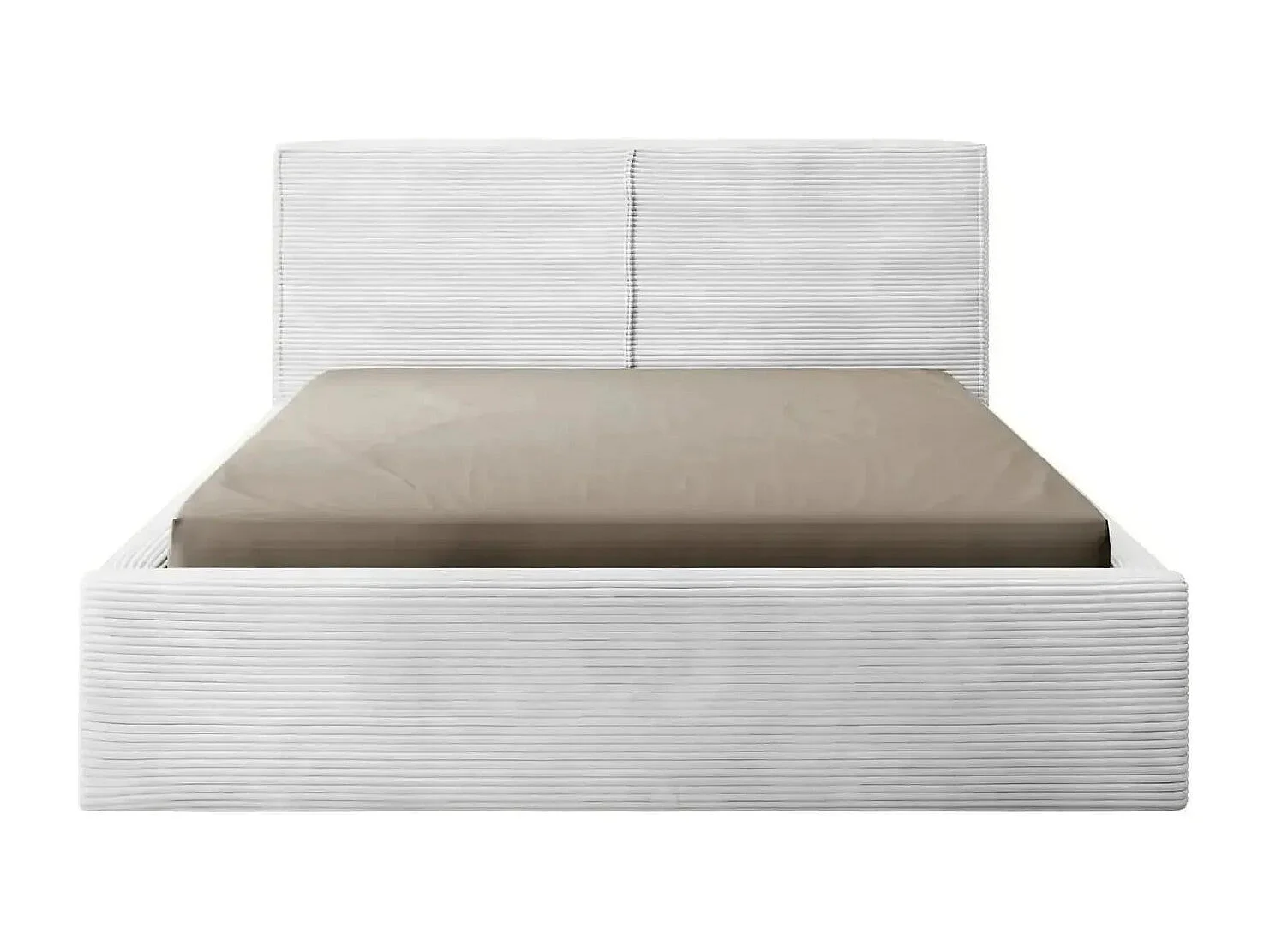 ELOISE - Lit coffre velours côtelé 160x200cm - Blanc