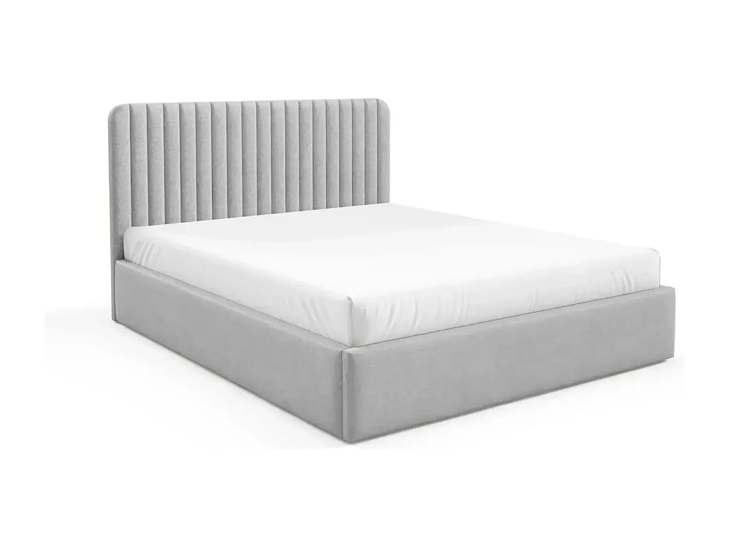 JEANNE - Lit coffre tissu velours 180x200cm - Gris clair