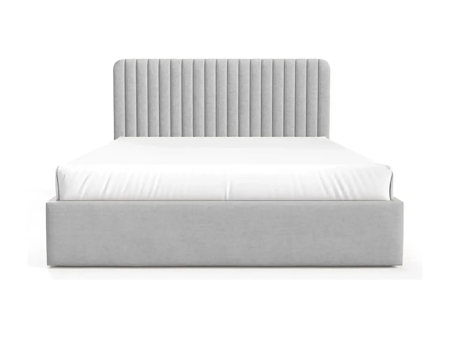 JEANNE - Lit coffre tissu velours 180x200cm - Gris clair