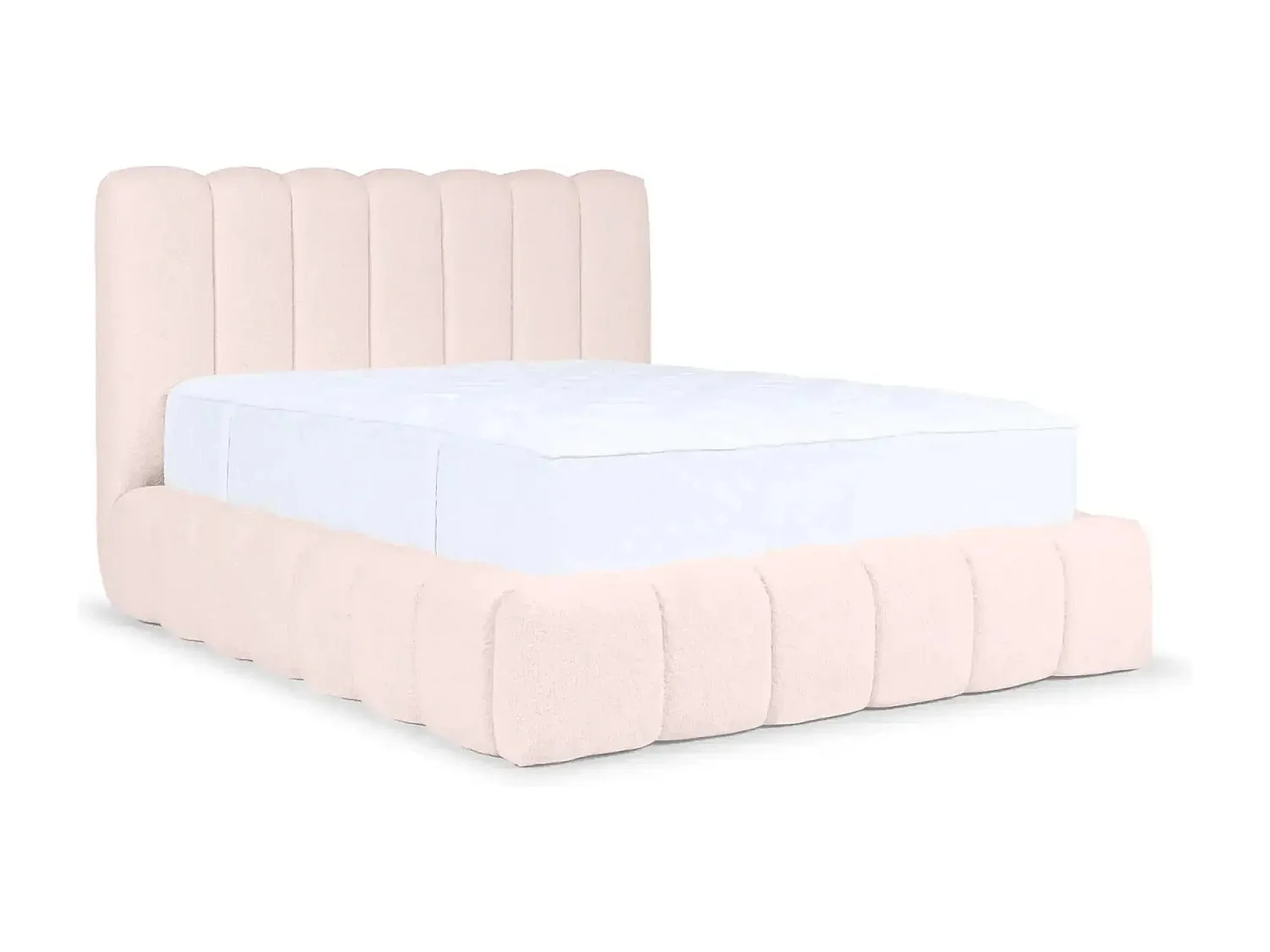 GARANCE - Lit coffre tissu chenille 160x200cm - Rose