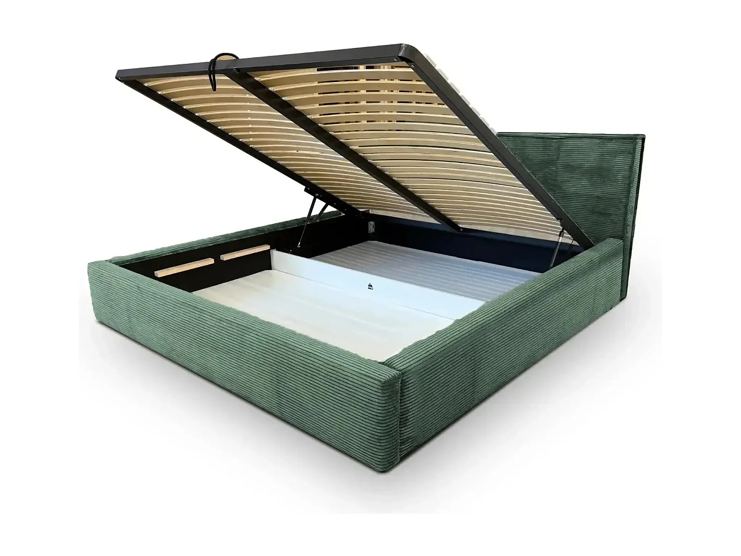 ELOISE - Lit coffre velours côtelé 140x200cm - Vert