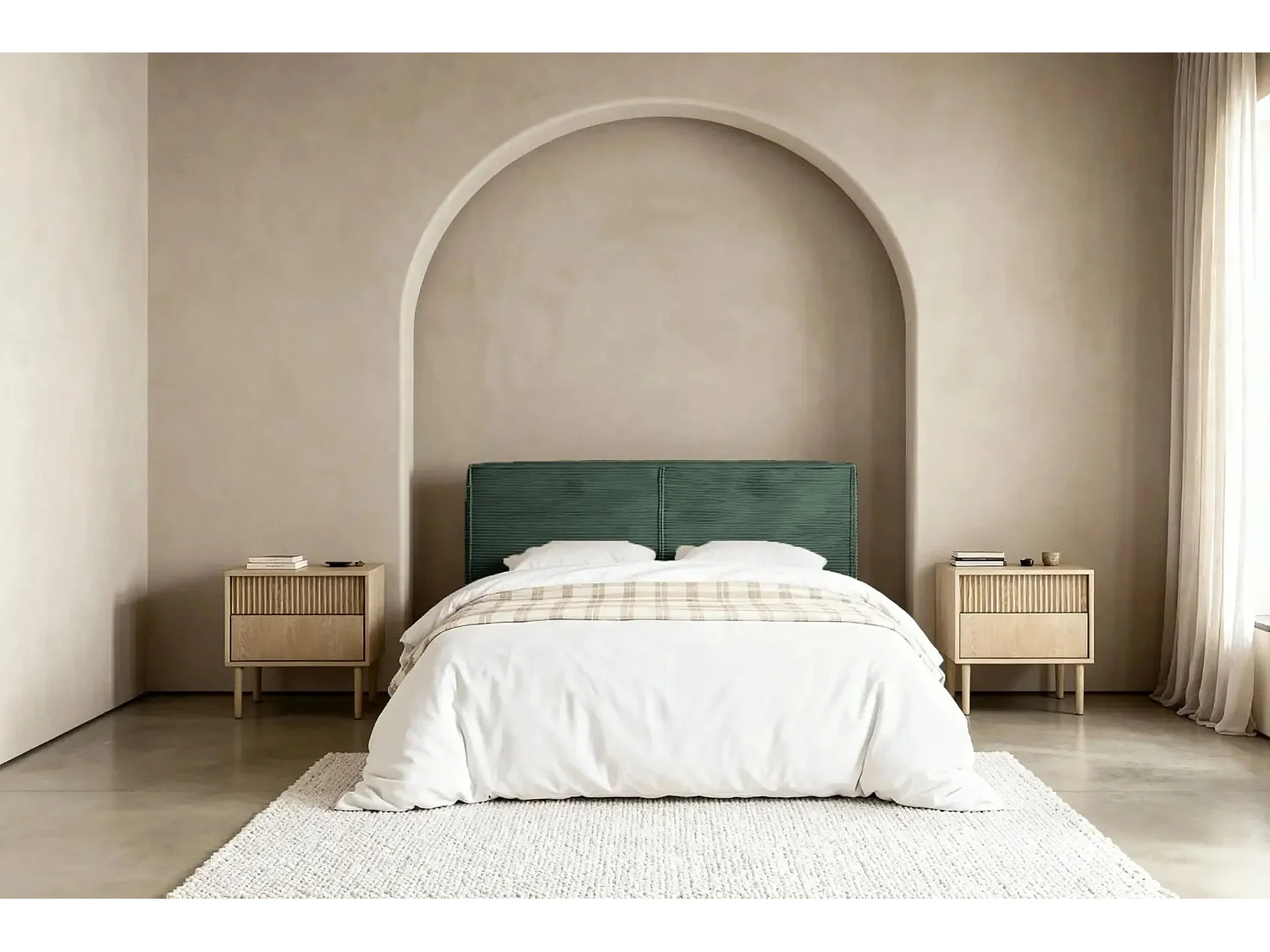 ELOISE - Lit coffre velours côtelé 140x200cm - Vert