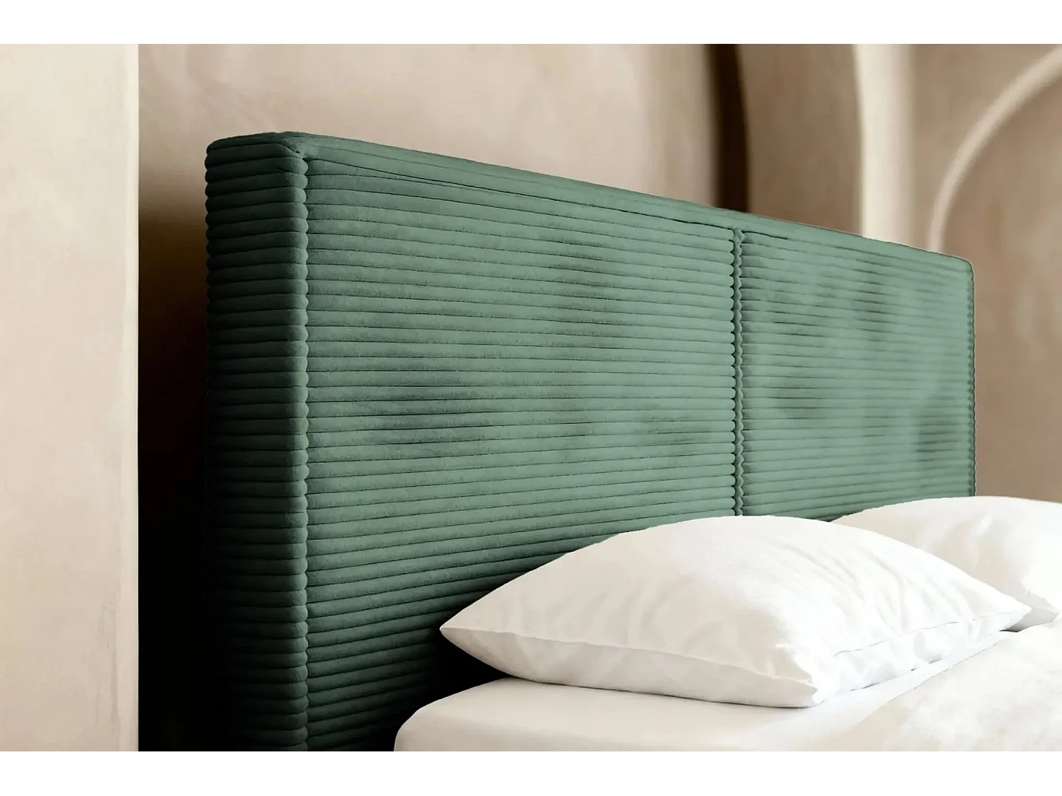 ELOISE - Lit coffre velours côtelé 140x200cm - Vert