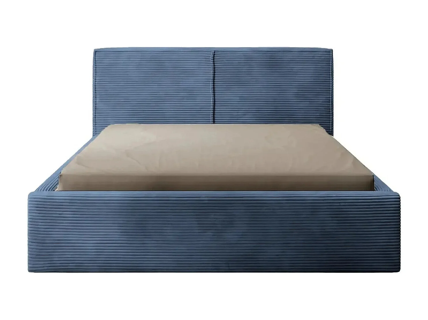 ELOISE - Lit coffre velours côtelé 180x200cm - Bleu