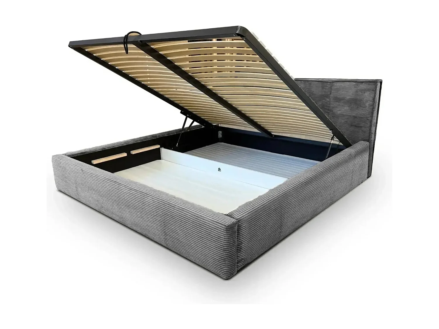 ELOISE - Lit coffre velours côtelé 180x200cm - Gris foncé