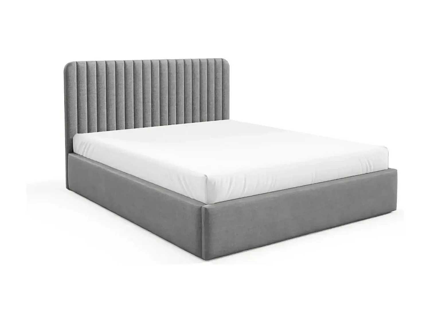 JEANNE - Lit coffre tissu velours 160x200cm - Gris foncé