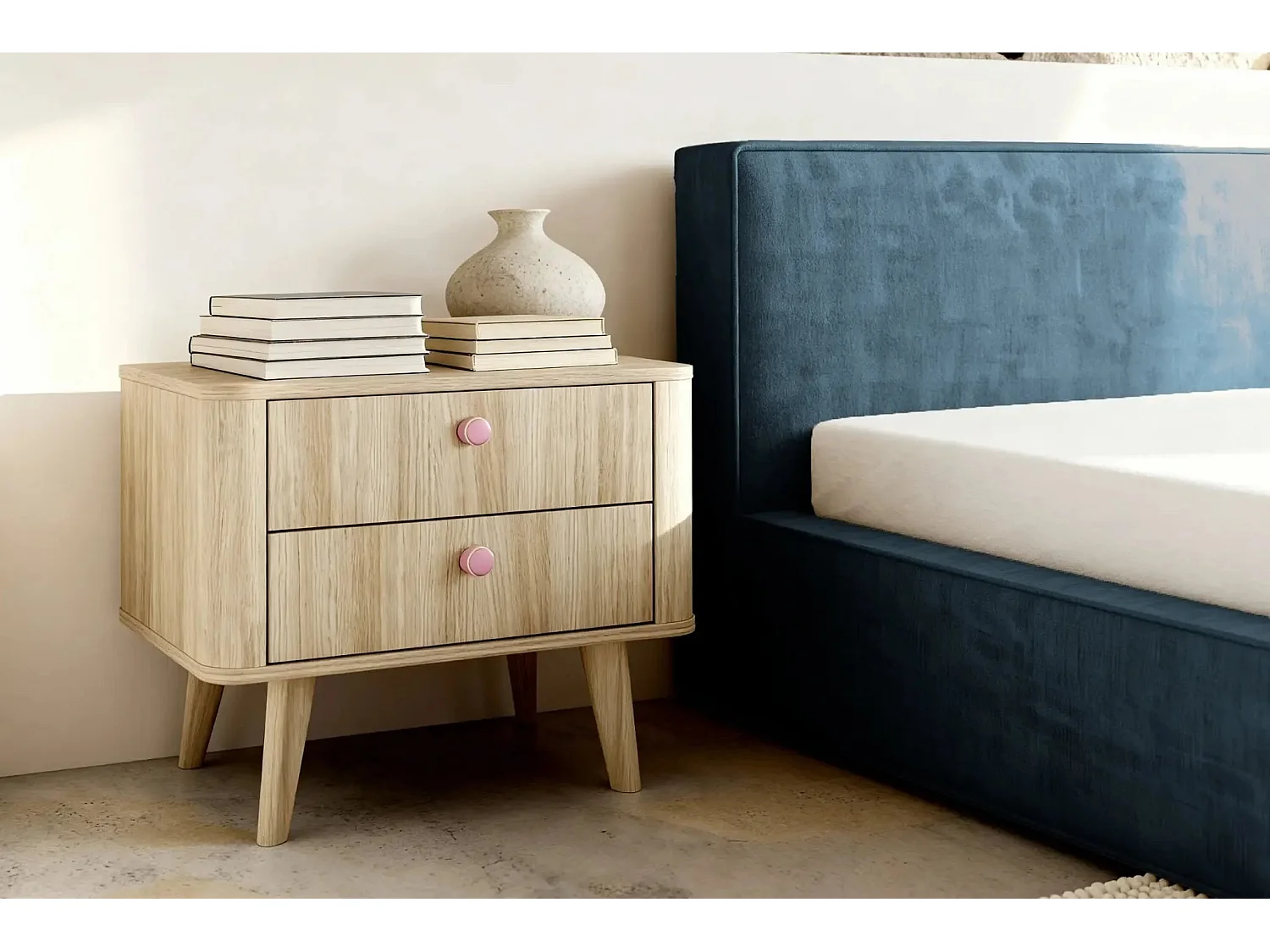 JOSEPHINE - Lit coffre 160x200cm - Bleu canard